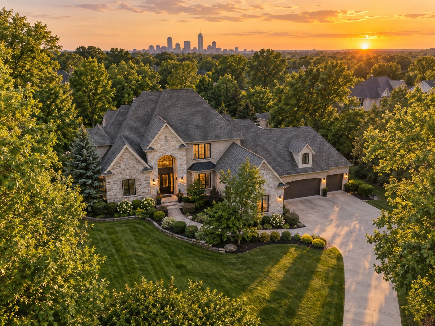 Aerial view of an Indianapolis suburban home